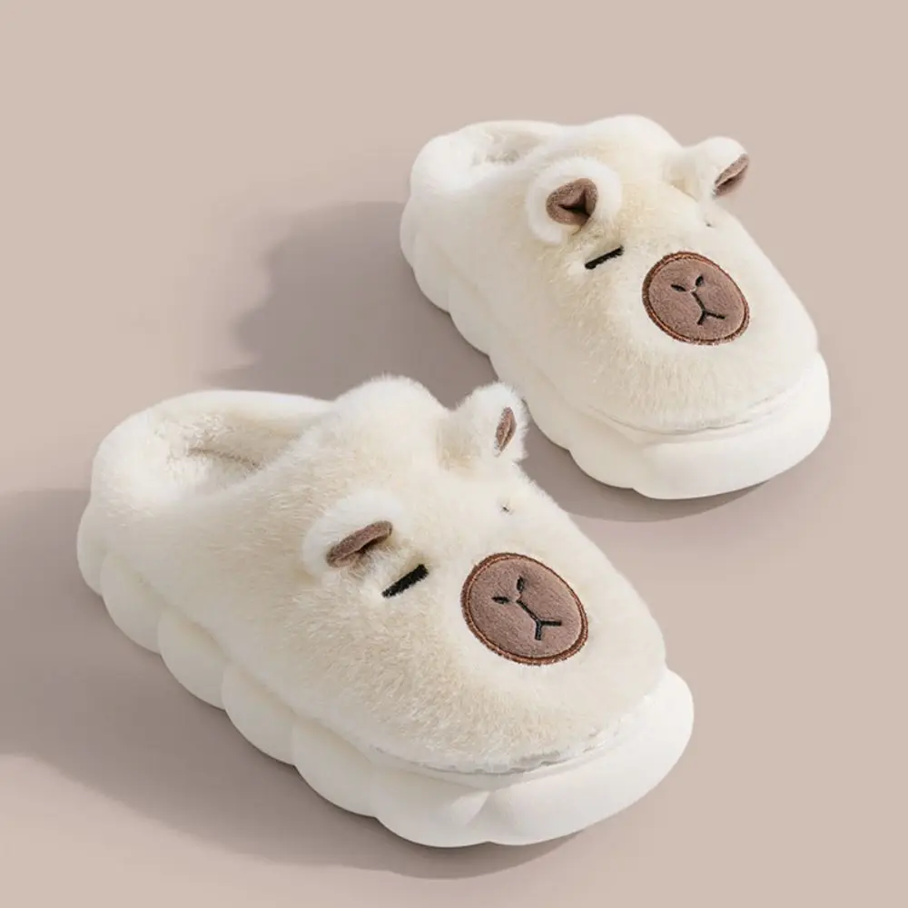 Houseshoes الشتاء كابيبارا نعال قماش لينة رشاقته الدافئة الكرتون فروي النعال لطيف المضادة للانزلاق دفئا المنزل أحذية قطنية الهدايا