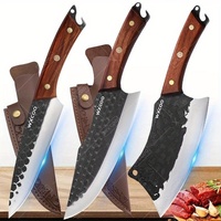 3PCS High Carbon Steel Boning Knife Set Multipurpose Sharp Handmade Forged Knife for Cooking Meat Fish Vegetable Fruit Chopper