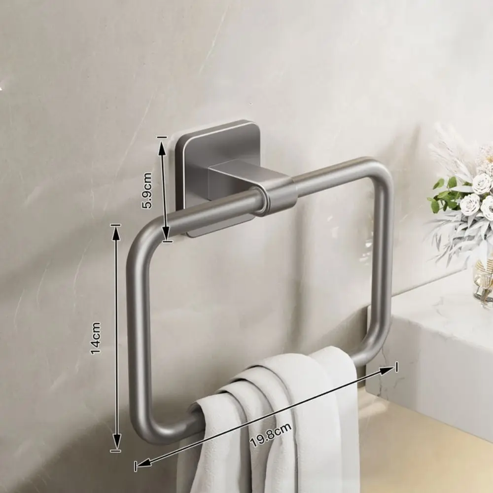 Wandmontierter Badezimmer-Handtuchhalter Runder Drehbarer Handtuchring-Haken Einfache Installation Selbstklebender Handtuchaufhänger Aufbewahrungshalter