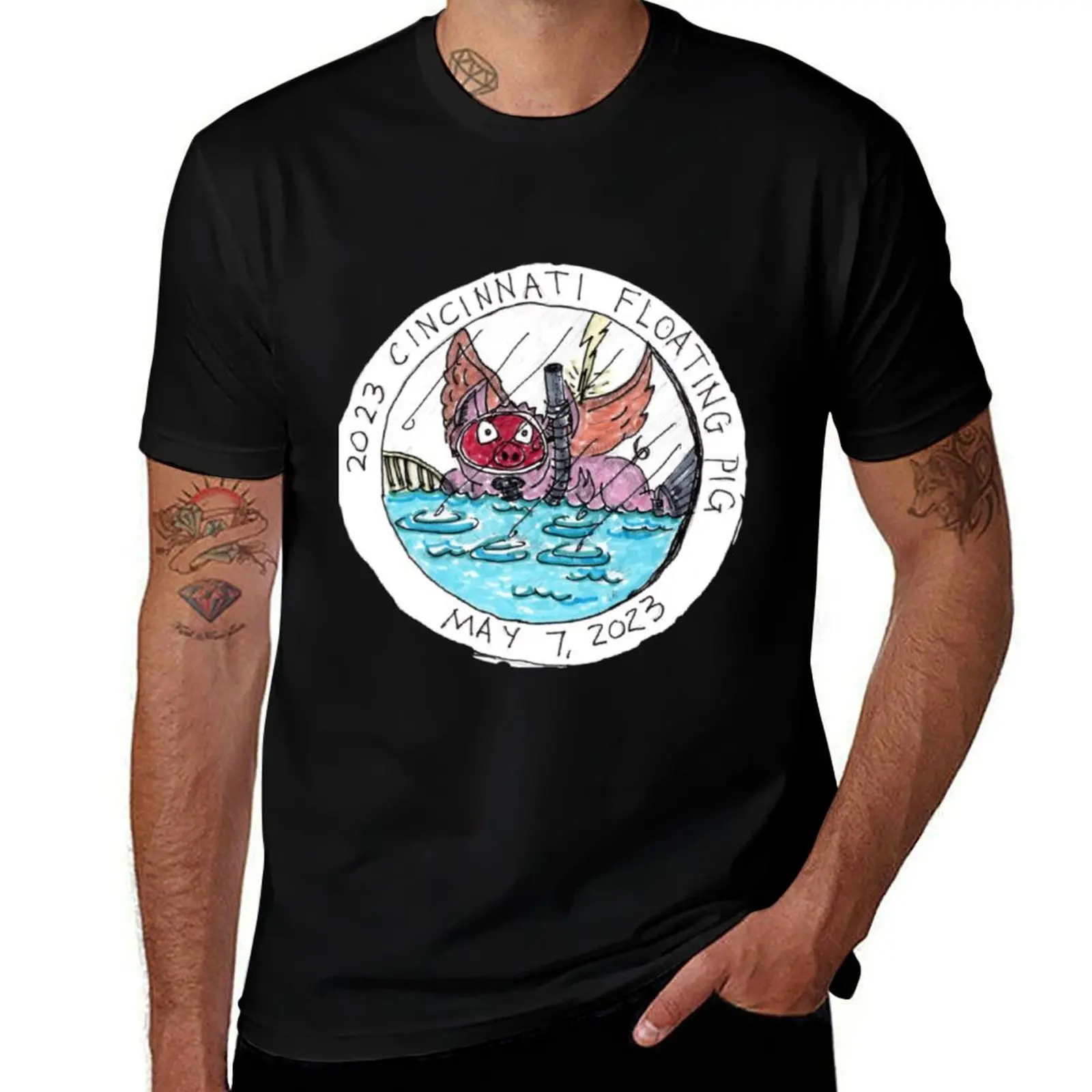 

2023 Cincy Floating Pig T-Shirt plus size tops summer top tees t shirts for men cotton