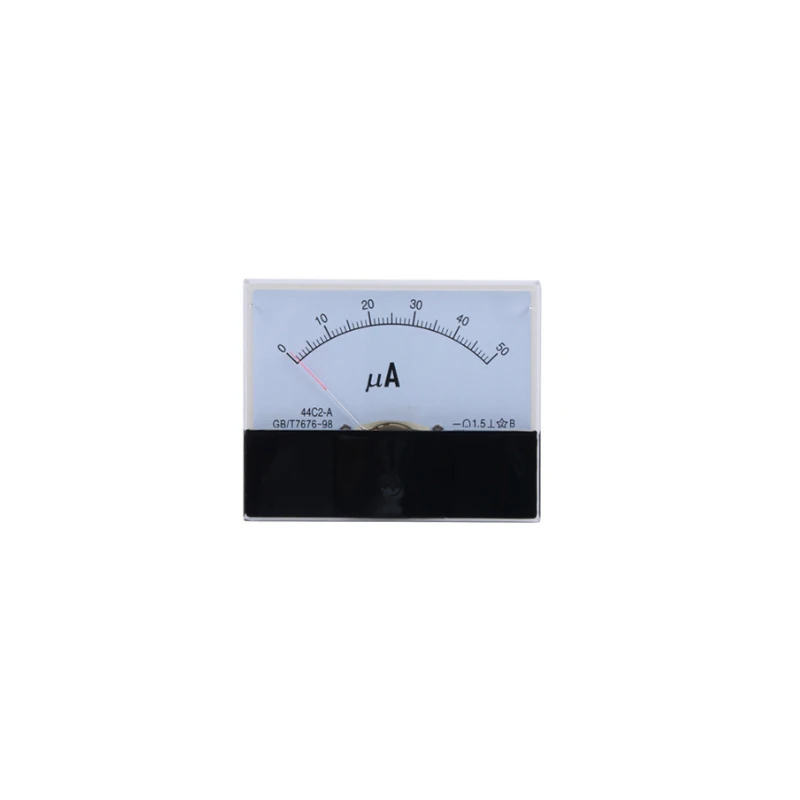 1Pcs 44C2 DC μA 50/100/300/500uA Analog Panel Pointer Current Meter type DC Gauge Ammeter 44C2-uA Mechanical Meter Ammeter