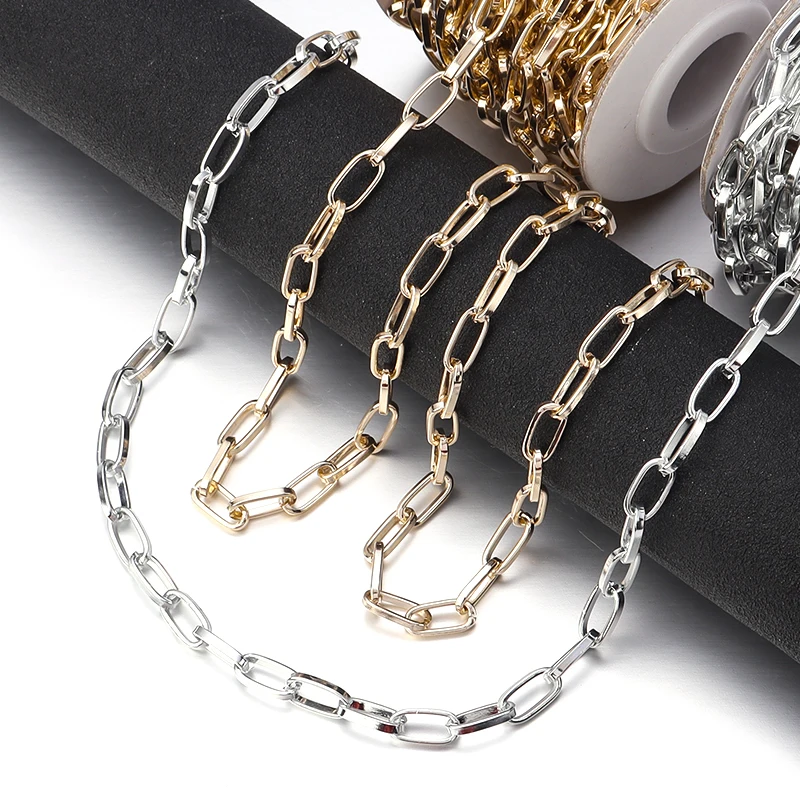 

5 yards/roll Gold Silver Color Aluminum Chains Aluminum Paperclip Chains Oval Chain For DIY Necklace Bracelet Crafts Components