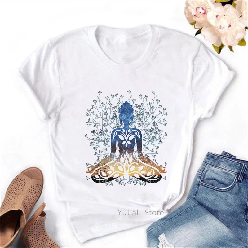 

"Breathe" Chakra Symbols Yoga Print Tshirt Women Om Aum Jade Buddha Meditation Tie Die T Shirt Femme Summer Harajuku Shirt Tops