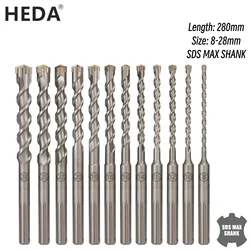1Pc Concrete SDS MAX 8-28mm Bit Cross Cutter head double auger Hammer 280mm Wall Brick Block Electric Hammer Masonry Bit