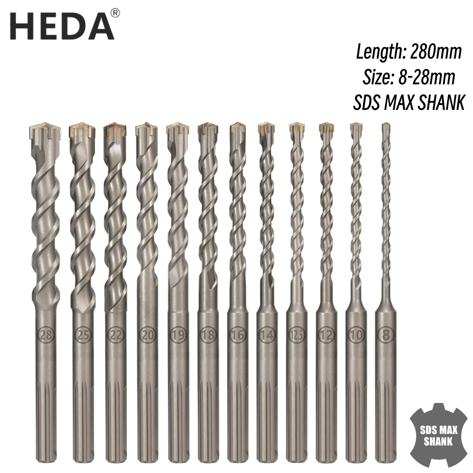 1Pc Concrete SDS MAX 8-28mm Bit Cross Cutter Head Double Auger Hammer 280mm Wall Brick Block Electric Hammer Masonry Bit