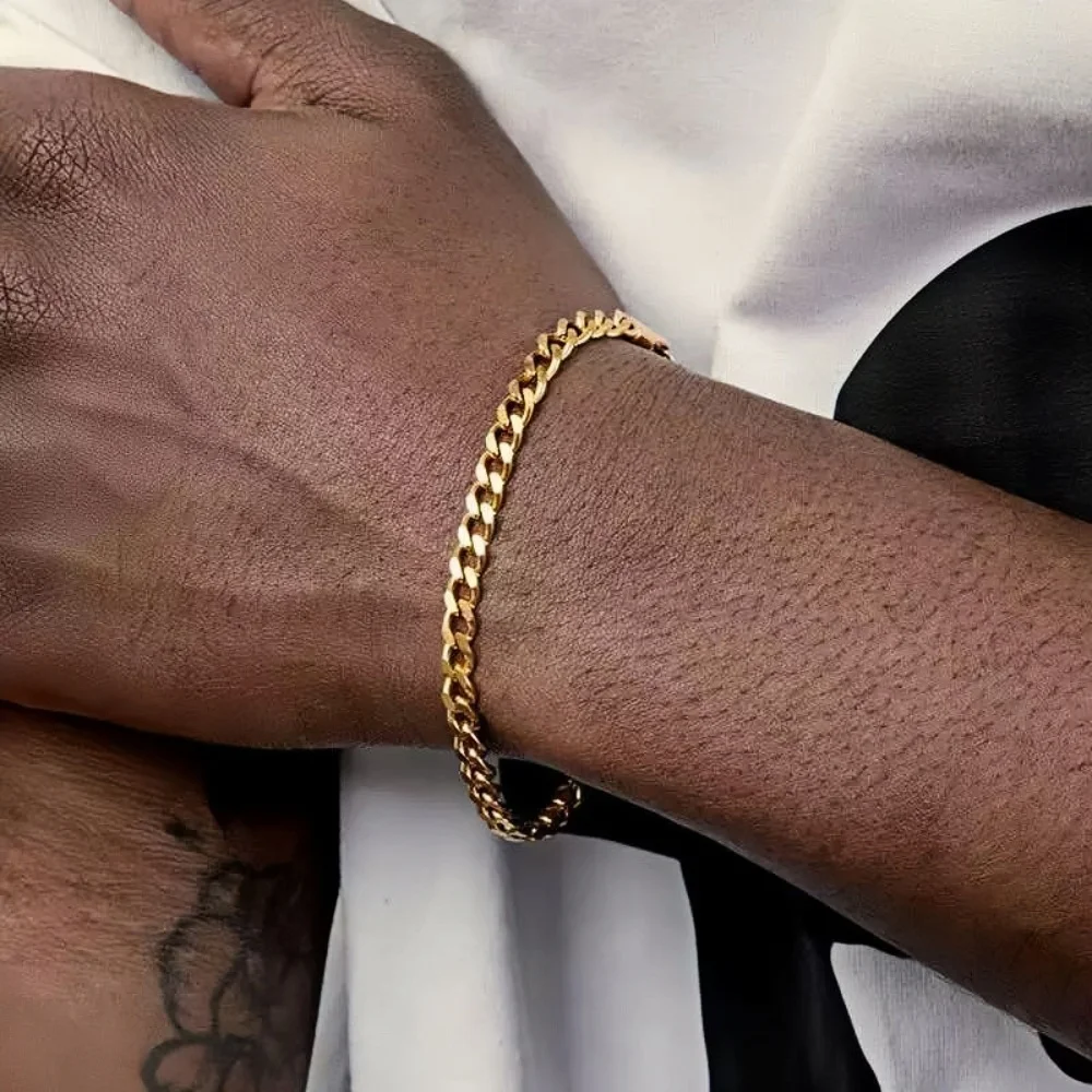 Hip-Hop Edelstahl Kubakette Armband für Männer Einfacher Titanstahl-Schmuck Trendige Accessoires Geschenke – Detail 1