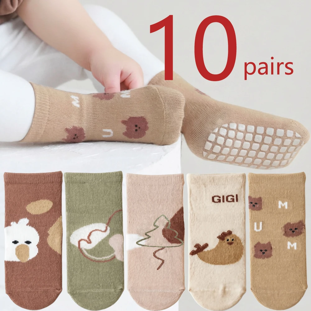 1/5/10 Pairs Lot Baby Kids Non-Slip Socks Clothes Cute Cartoon Animal Pattern Newborn Children Boys Girls Floor Sock Comfortable