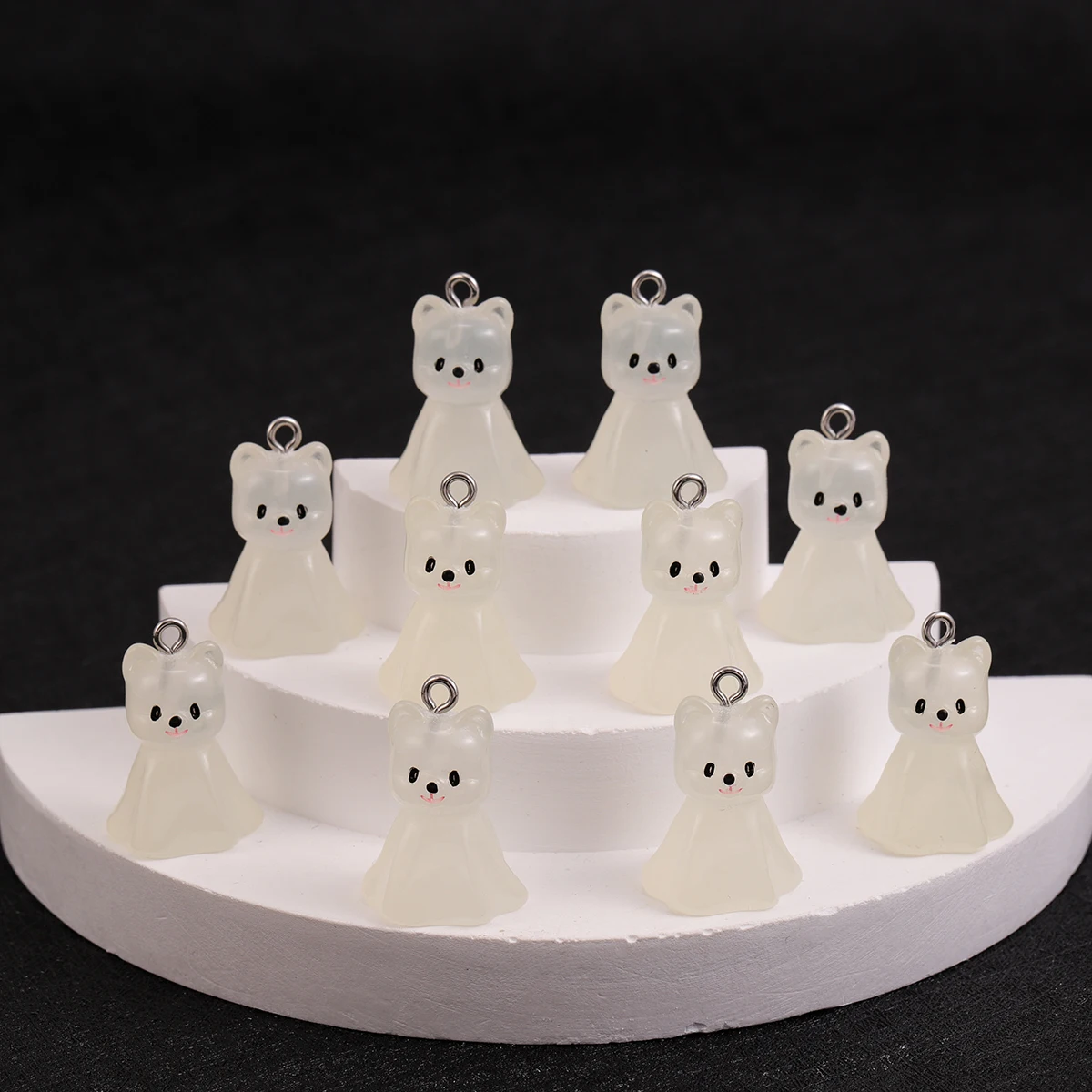 10pcs Cute Dog Face Resin Charms Luminous Animal Pendants for DIY Jewelry Making Handmade Keychain Earring Necklace Accessories