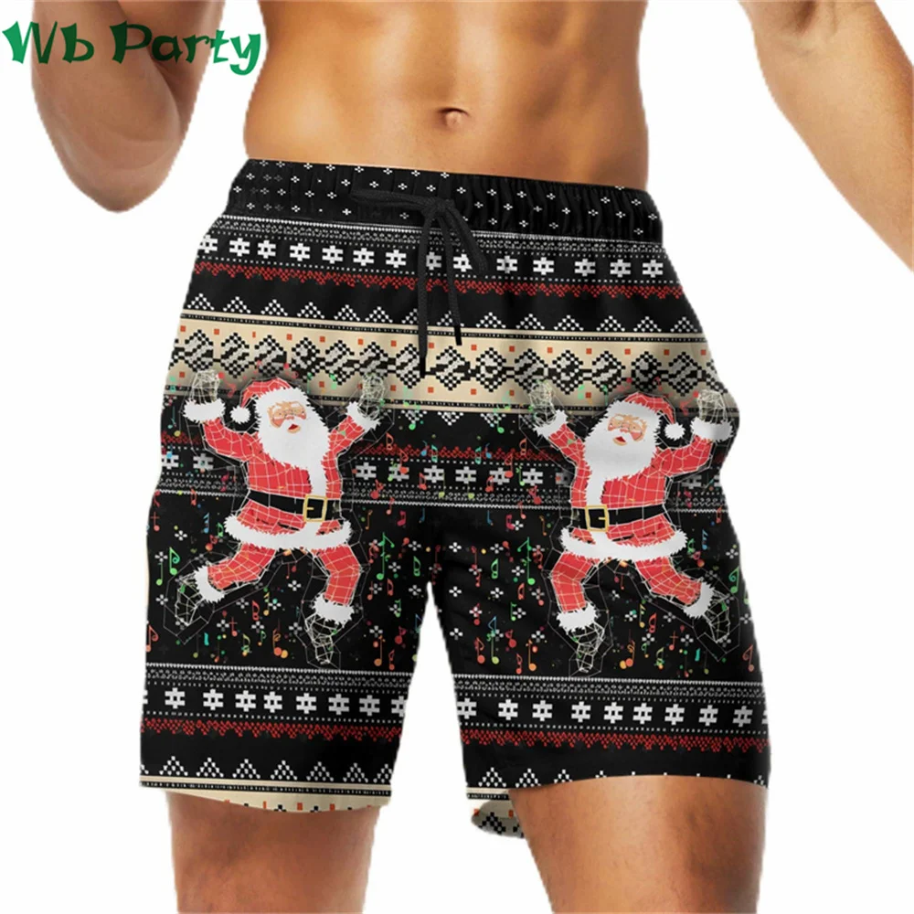 Christmas Print Mens Shorts Fashion Men's Clothing Summer Male Shorts Funny Print Men's Clothes Shorts Male Breathable Clothing