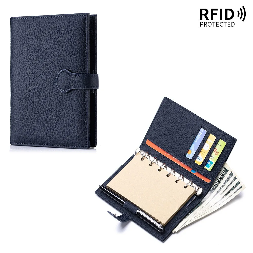 

A7 Budget Binder Cash Envelopes System Wallet Budget Planner Genuine Leather Cover Notebook 6 Rings Refillable Money Wallet