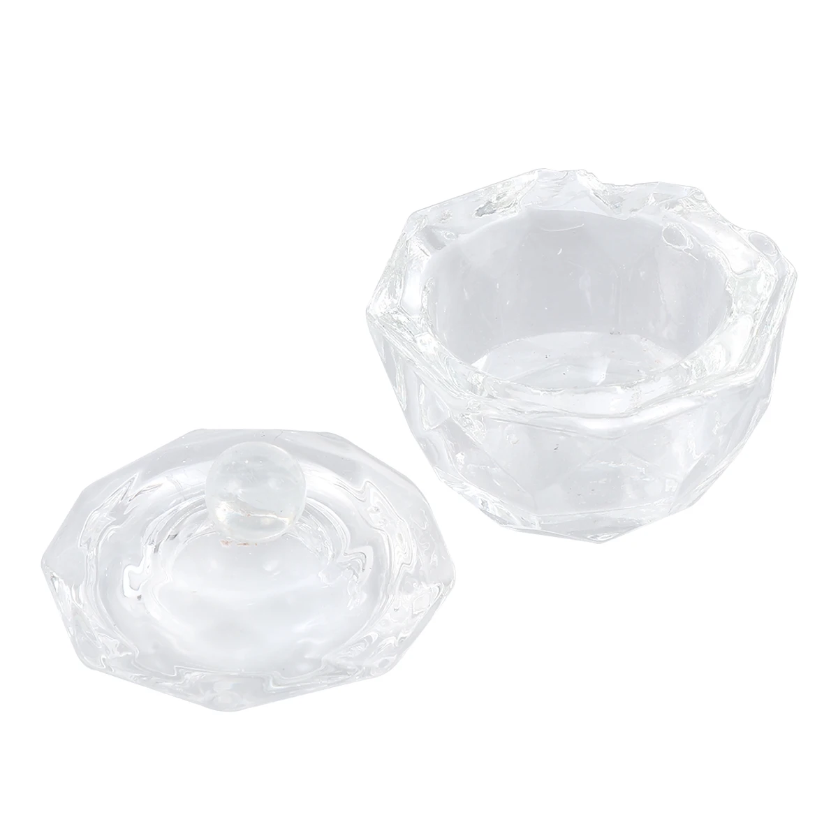 ถ้วยคริสตัล 2 ชิ้น สำหรับทำเล็บ ผสมผงอะคริลิค พร้อมฝาปิด รูปทรงแปดเหลี่ยม ชุดอุปกรณ์ทำเล็บ สำหรับใช้ในบ้านและร้านเสริมสวย