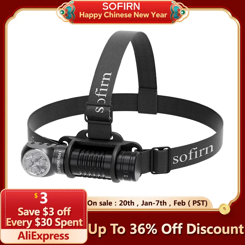 SOFIRN HS41 Headlamp 4000lm 21700 USB C Rechargeable with SST20 LED Torch Indicator with Magnetic Tail Flashlight