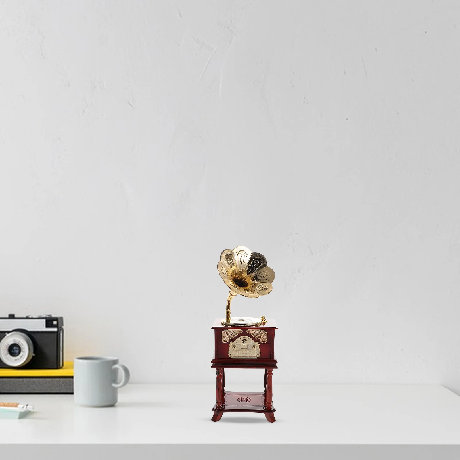 クリエイティブレトロ蓄音機オルゴールヴィンテージミニレコードプレーヤークラシックテーブル装飾エレガントなチャームデスクおもちゃ楽器