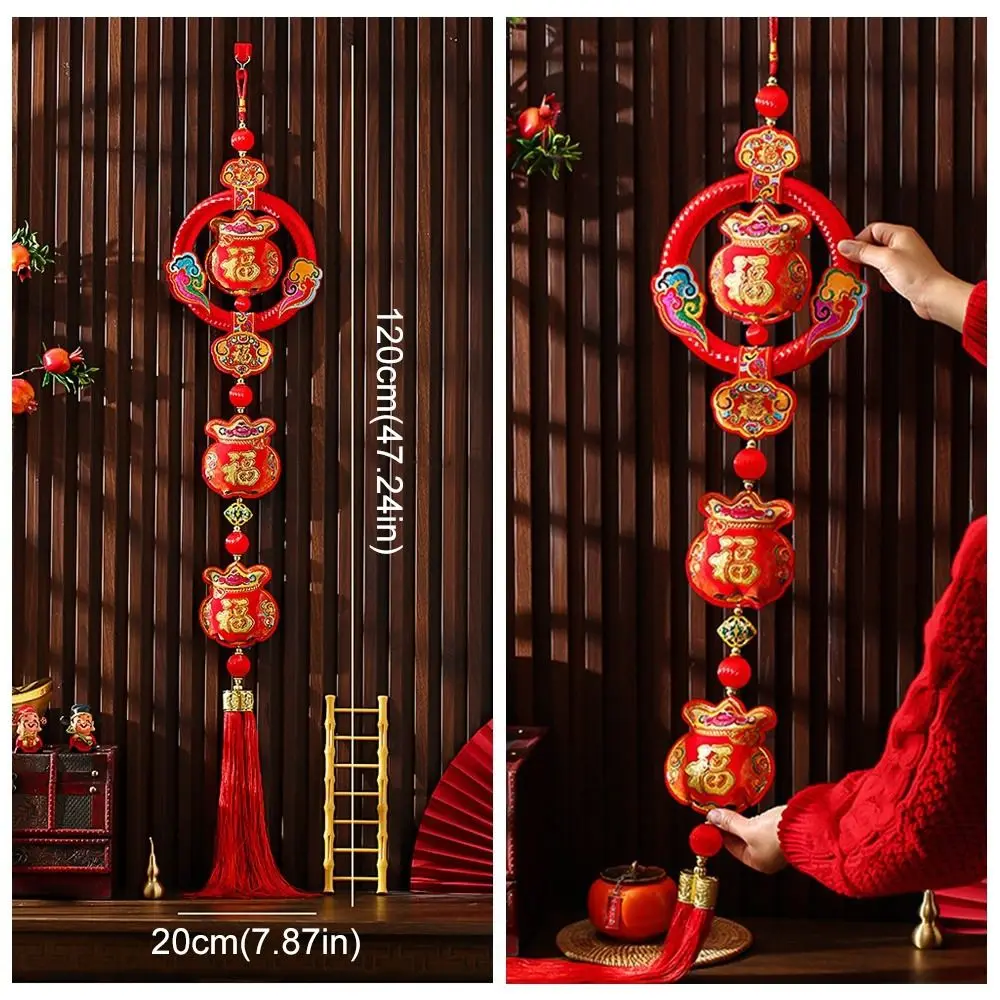 2025 Hangende Chinees Nieuwjaar Hangers Geluk Drievoudig Chinees Nieuwjaar Ornamenten Kwasten Rode Lente Festival Decoraties Thuis