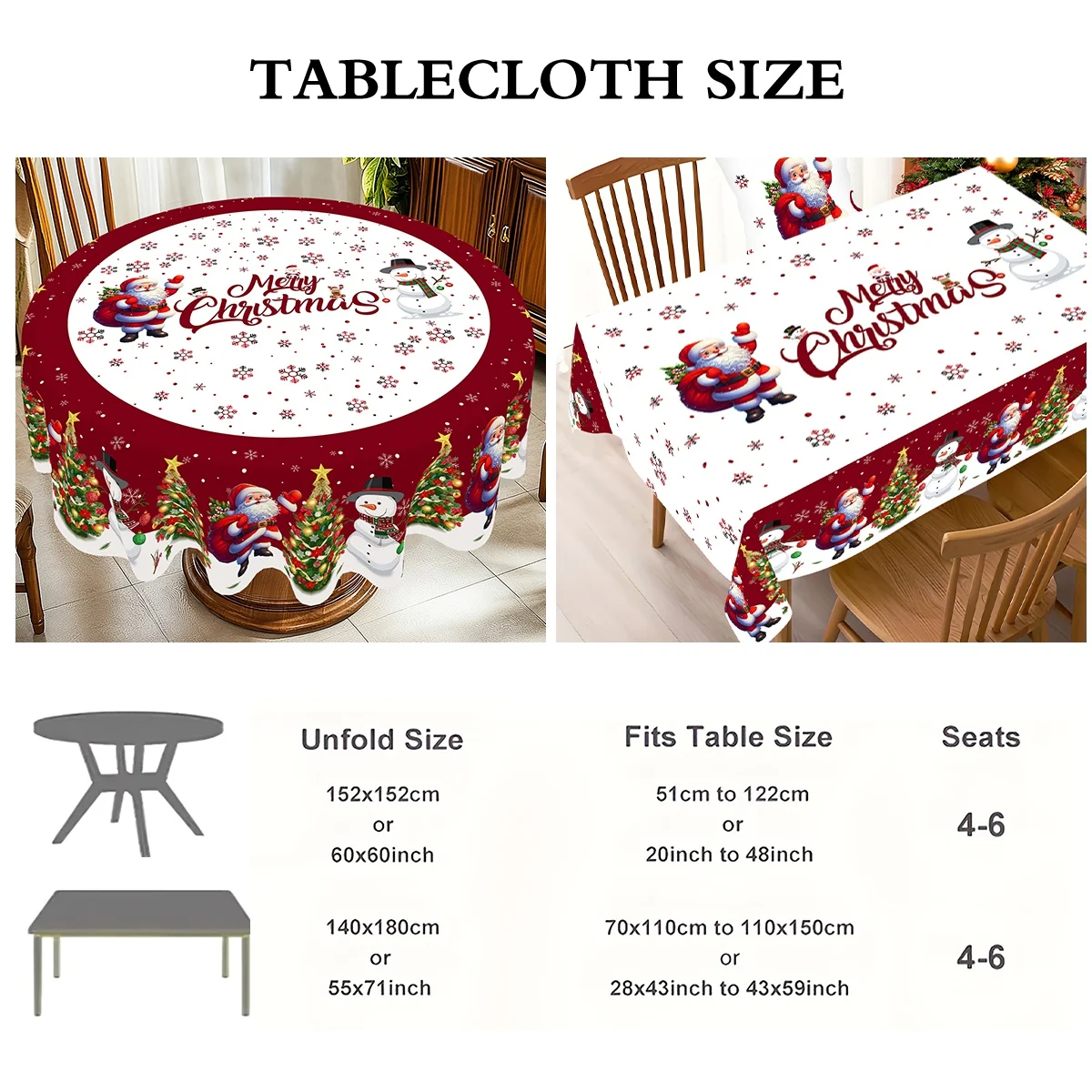عيد الميلاد مفرش المائدة سانتا ثلج غطاء الطاولة حفلة عيد الميلاد الجدول زينة للمنزل 2025 نافيداد نوتال نويل عيد الميلاد الحلي #6