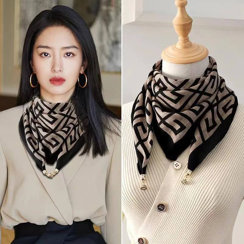 

Luxury Design Magnetic Triangle Neck Protection Scarf For Women Autumn Winter 2025 New Cotton Linen Scarf High-end Neck Scarf ﻿