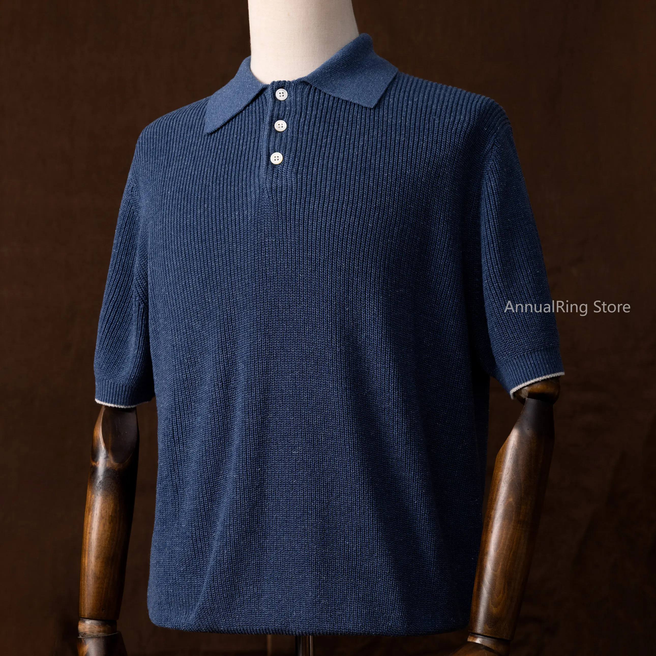 Red Tornado Men's Linen Knit Polo Shirt Soft Lyocell Blend Vintage Short Sleeve T-Shirt Old Money Style