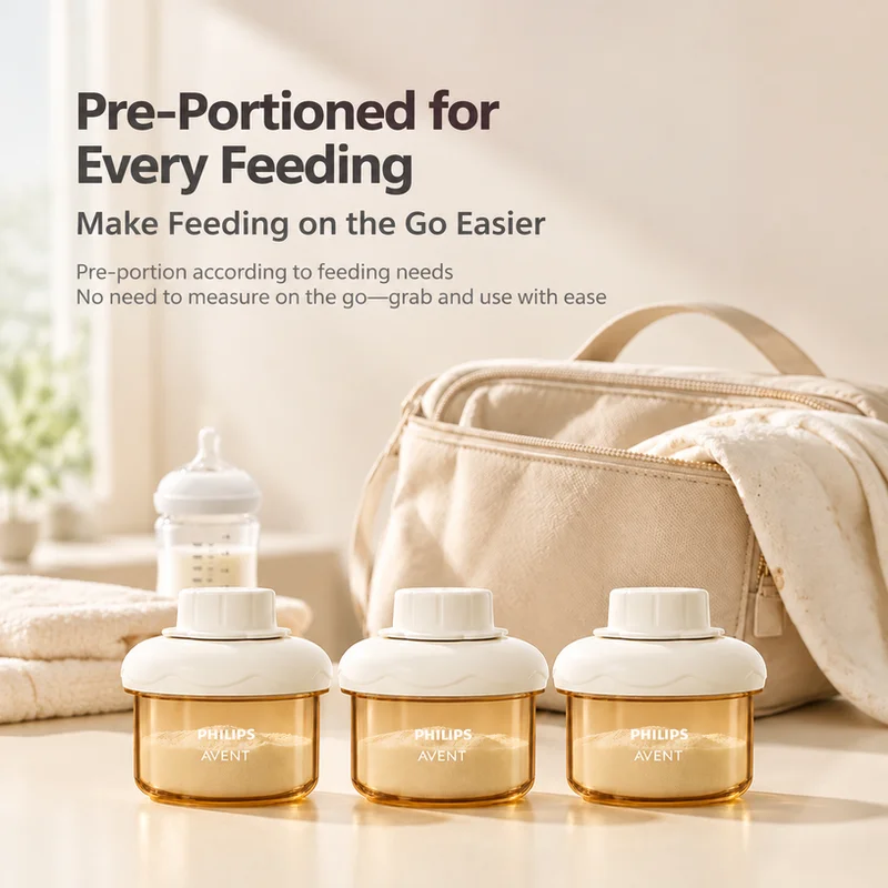 Avent CJ003A Baby Formula Dispenser Milk Powder Container 3 Layer Stackable Portable Leak Proof Light Proof Travel Feed Infants