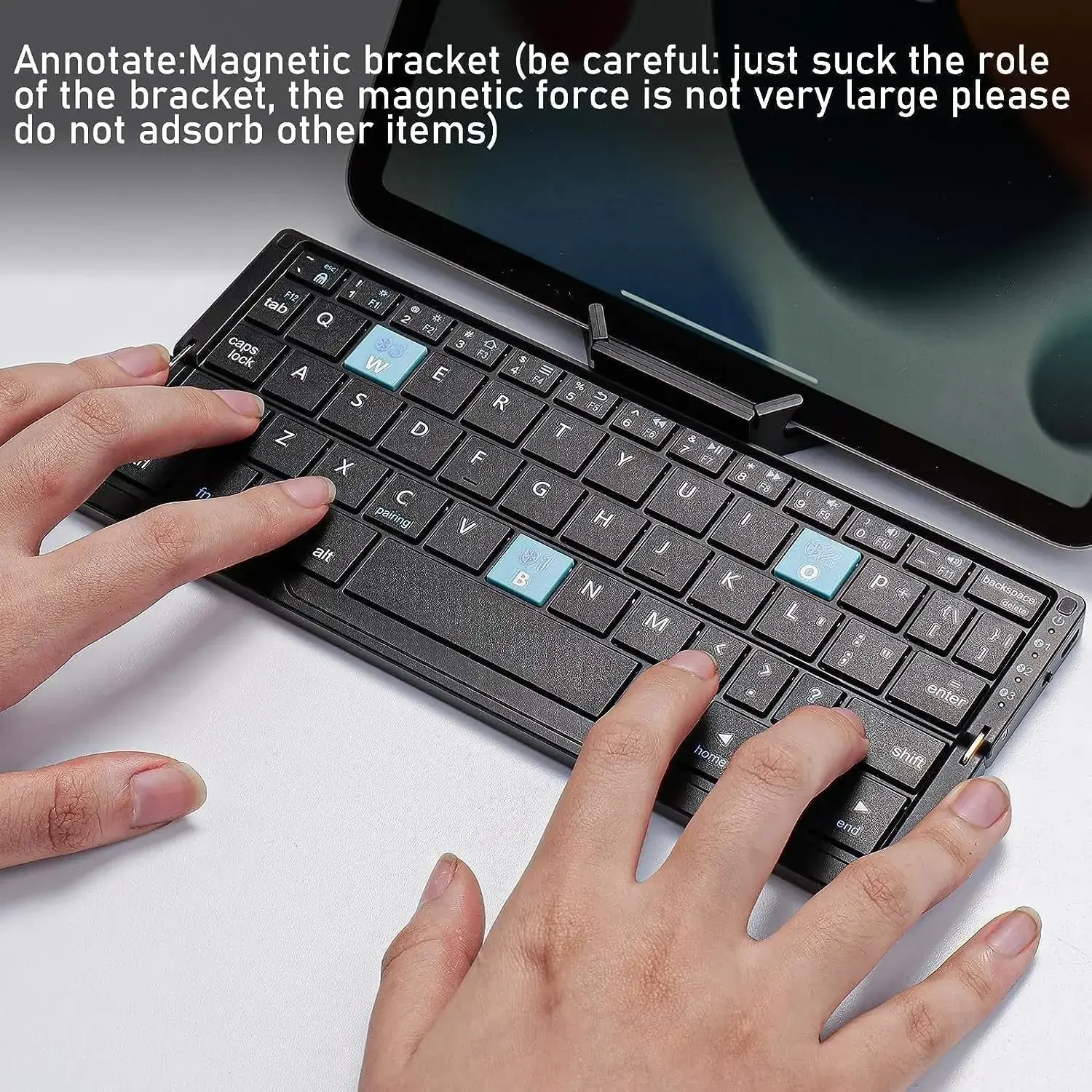 Foldable Bluetooth Keyboard with Magnetic Stand Aluminum Alloy Mini Folding Keyboard Rechargeable Keyboard for Tablet,iPad