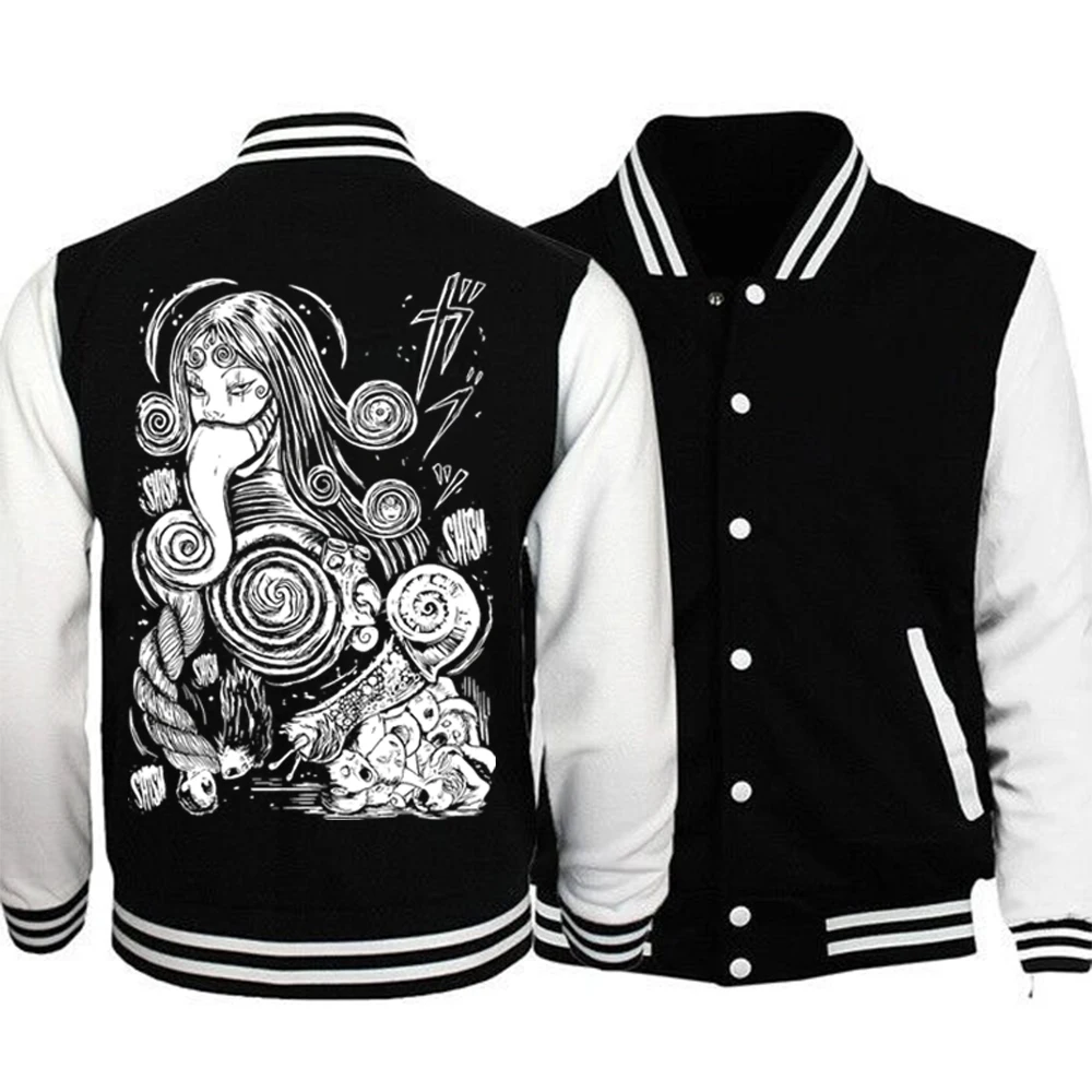 

Junji ito Horror Manga Hoodie Baseball Uniform Jacket Women Men Baseball Jacket Hoodie