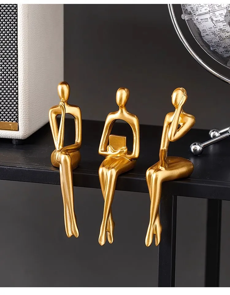 Resin Handicrafts Simulation Figure Sculptures Reader Portrait Abstract Art Sitting Figure Ornaments Home Decoration Accessories