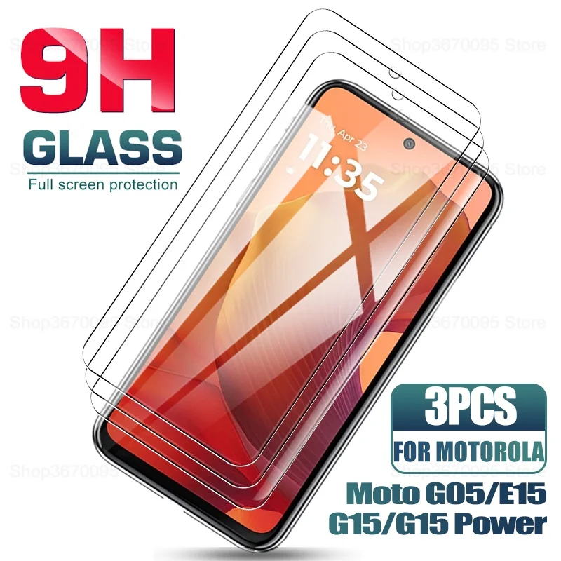 3 قطعة الزجاج المقسى لموتورولا موتو G15 Power G05 G35 G55 G75 E15 E14 5G واقي للشاشة MotoG15 Power G 05 75 55 35 6.67"