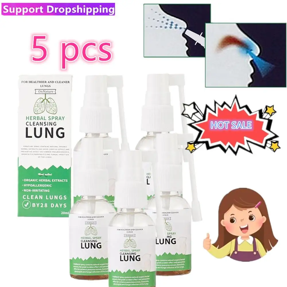 

5X Lung Detoxification Herbal Cleaning Spray Smoking Clear Nasal Stuck Organic Herbal Lung Clearing Throat Moisturizing Spray