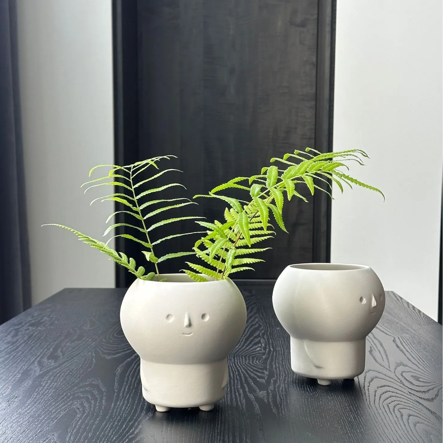 Small White Ceramic Elevated Pot, Simple Indoor Plant Container for Tabletop, Cozy Home Decor