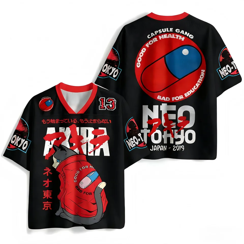 Top Selling Anime Soccer Suit with Comic Style 3D Printing, V-neck
