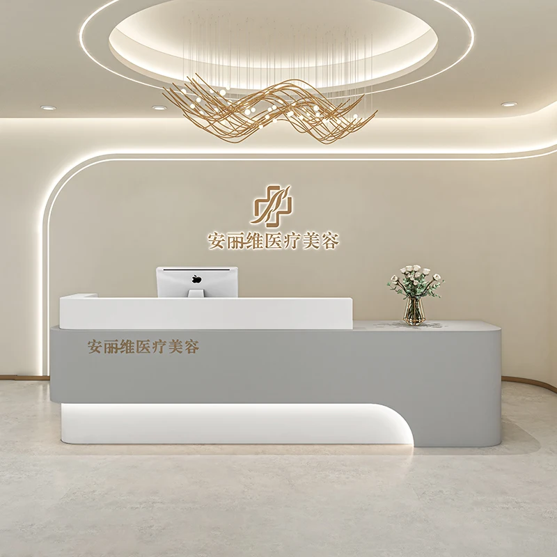 الخروج مكتب الاستقبال مكتب الاستقبال صالون تجميل U شكل مكاتب الاستقبال الكلاسيكية الحديثة عيادة Mostrador أثاث الاستقبال