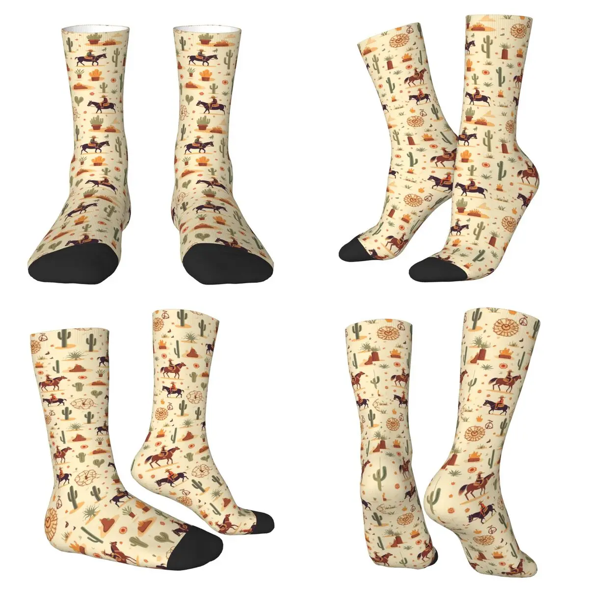 

Носки с ковбойским узором в стиле вестерн Wild Desert Plant, впитывающие пот чулки в стиле Харадзюку, всесезонные длинные носки для мужчин и женщин, подарок