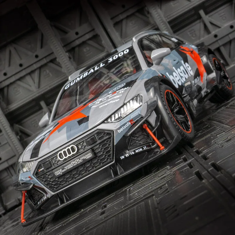 

1:24 Audi RS6 exploded with redesigned alloy car model ornaments, doors can open, children's sound and light toys