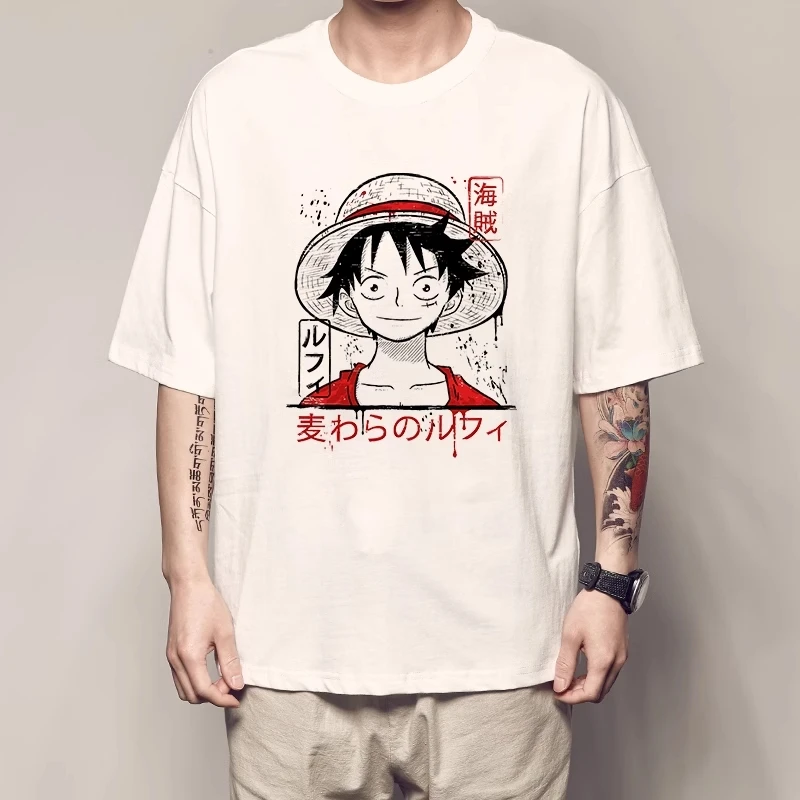 2026 One Piece Character Monkey D. Luffy Printed Short Sleeve T-shirt Men's and Women's T-shirt Men's Top Sports T-shirt Y2K Tee