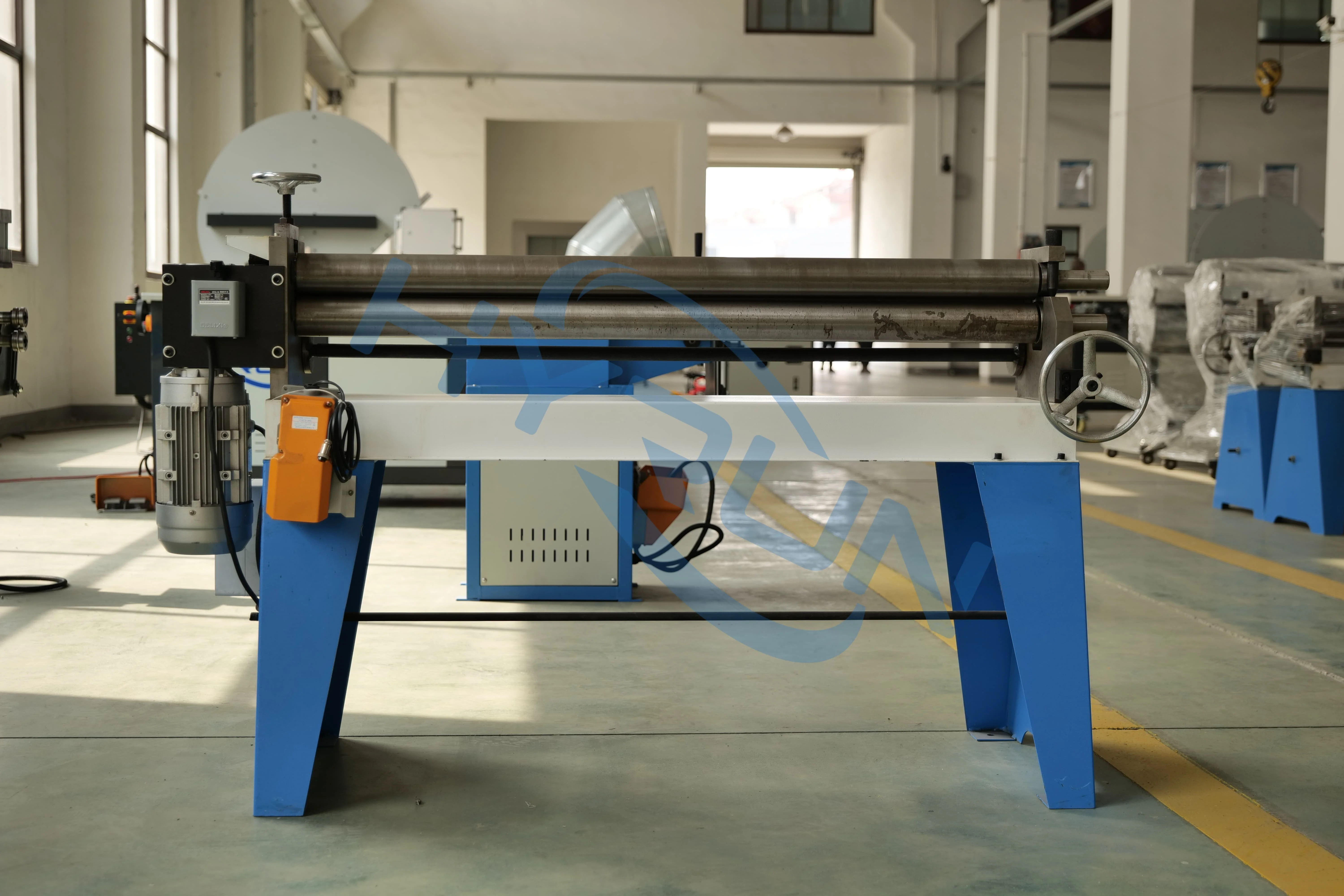 3-Roller Rolling Bending Machine for Round Duct Making Manual Design with Essential Motor Component