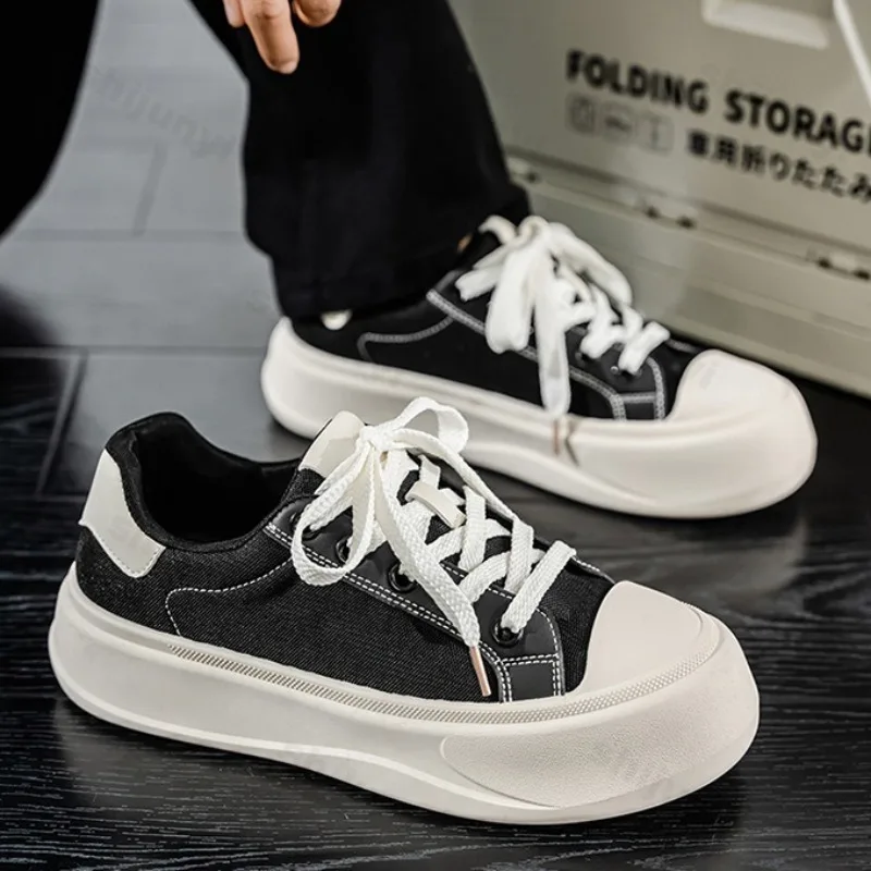 

2025 Autumn Niche Design Low Top Thick Soled Casual Canvas Shoes for Men's Fashion Trend Versatile Comfortable Platform sneakers
