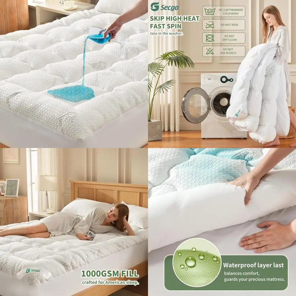

100% Waterproof Mattress Topper, Breathable Rayon Cover, Deep Pocket Protector for Mattresses 8-21