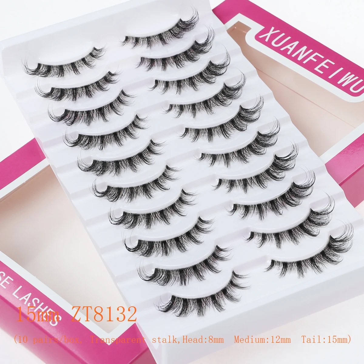 Cílios fofos de haste transparente natural Xuanfeiwu para cílios esparsos, fáceis de aplicar para uso diário, ondulação de maquiagem, cílios postiços tridimensionais, cílios de desempenho fofos