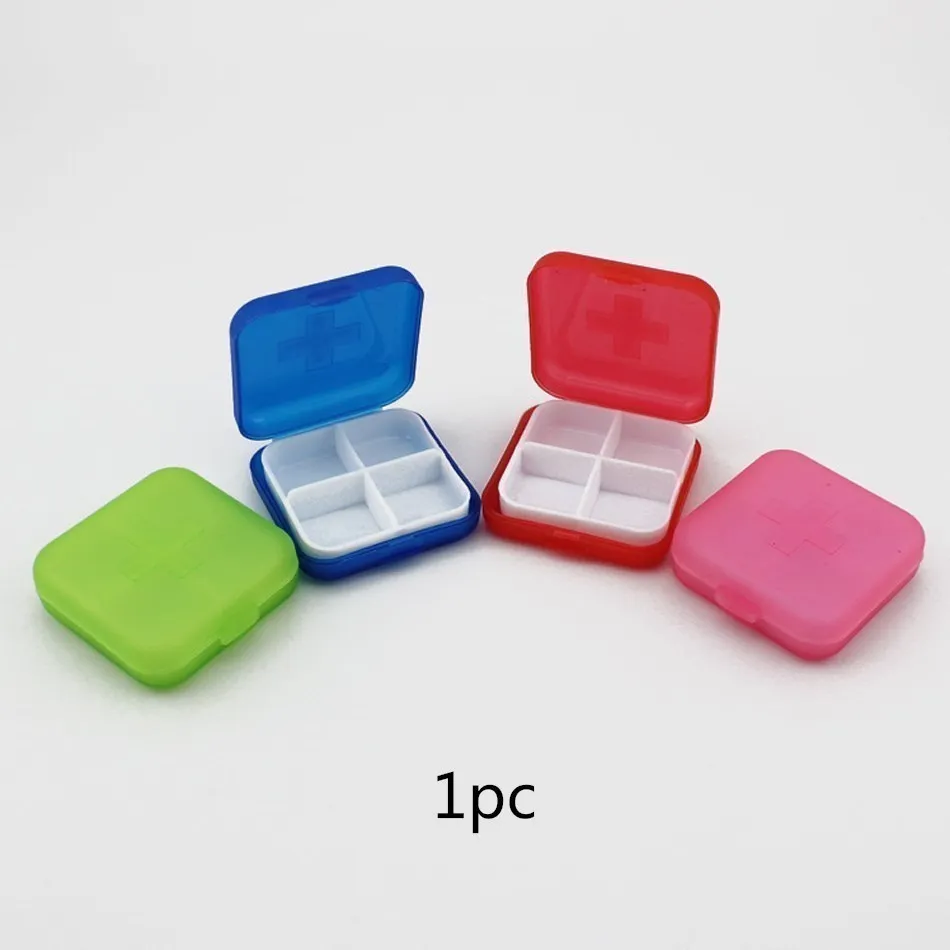 Square 4 Grids  Pill Box 5Colors Convenient Drug Placement Travel Medicine Placement Portable Tool