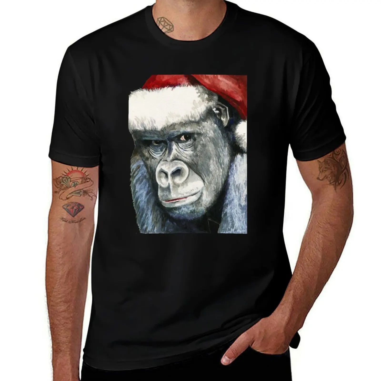 

Футболка Santa Silverback, забавные костюмы, футболка большого размера с рисунком, хлопковые мужские футболки, мужские футболки с рисунком в стиле хип-хоп