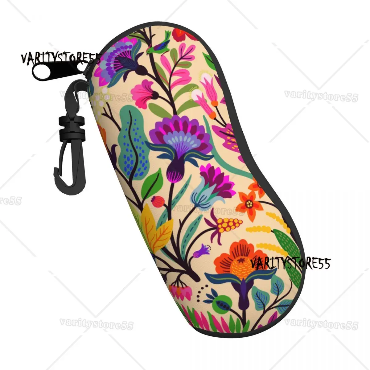 Eyewear Case Cover for Sunglasses Exotic Flowers And Birds Tropic Leaves Eyeglasses Case Soft Reading Glasses Box With Zipper