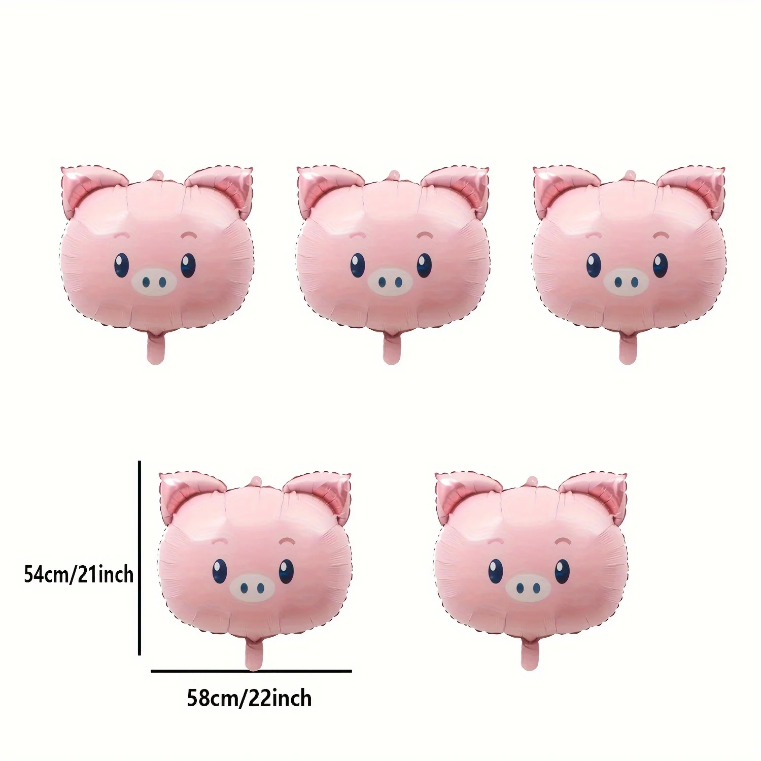5 Pack of 23 inch Pink Pig Head Party Decoration Birthday Theme Decoration Aluminum Film Gift Balloon