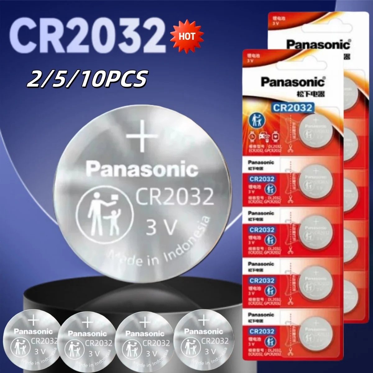 2/5/10 pièces d'origine Panasonic CR2032 3V ECR2032 batterie au Lithium CR 2032 pour montre de contrôle carte mère échelle bouton piles de monnaie