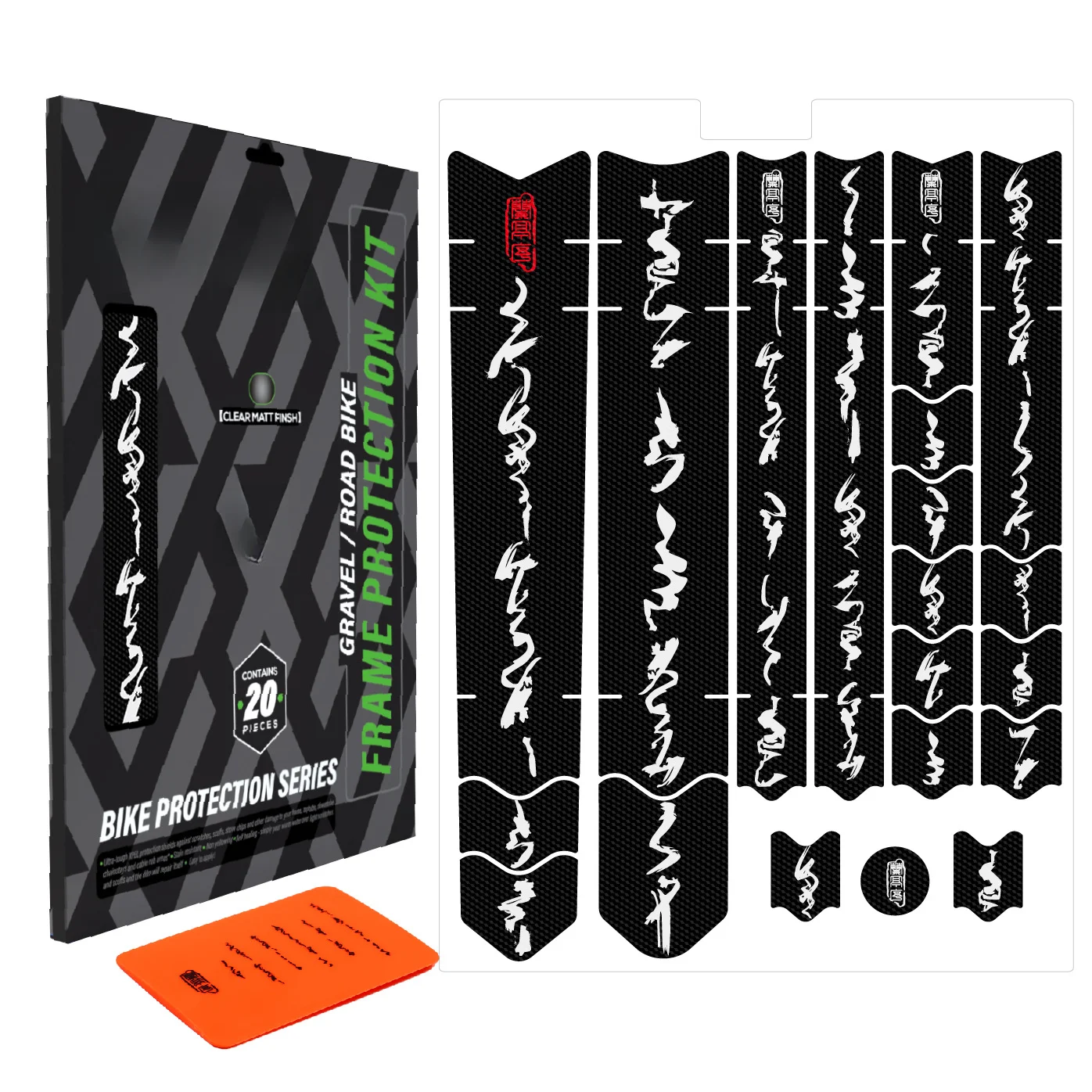 Frame Protection Tape for Road and For Gravel Bicycles - High Strength Polymer Film Designed to Fit Common Frame Tube Dimensions