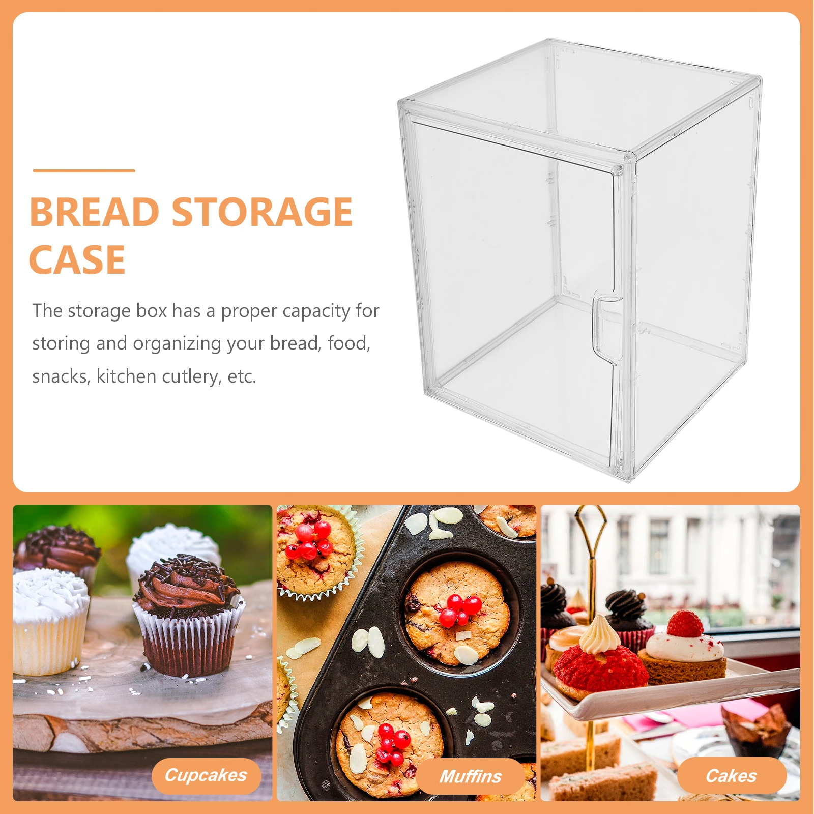 

Transparent Bread Acrylic Kitchen Storage Organizer Counter Kitchen Bread Box Containers Pantry Baking Shop Display
