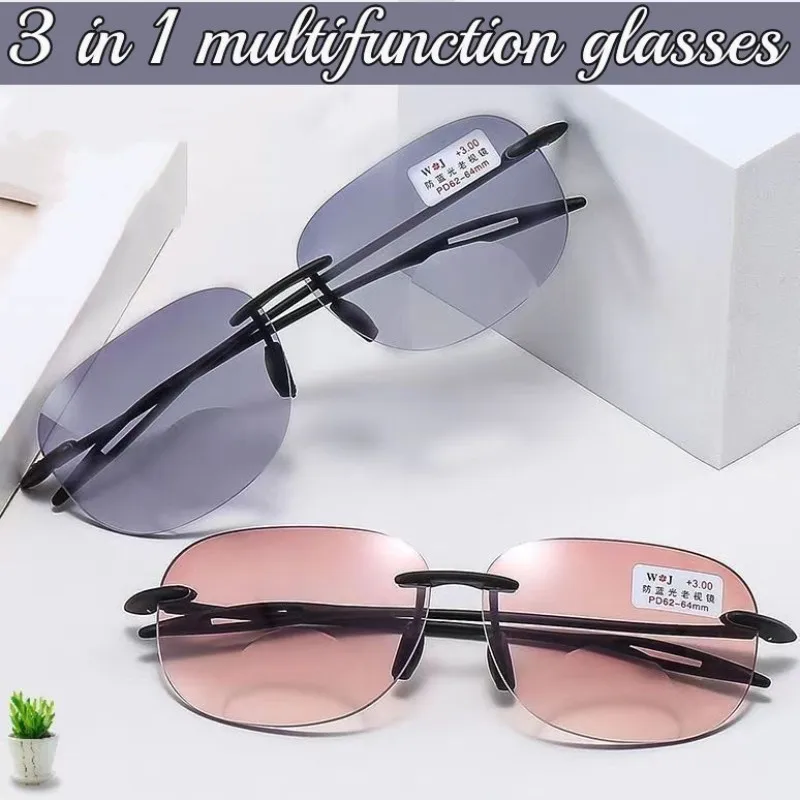 Multifunctional Men Women Polarized Reading Glasses Progresive 3 In 1 Near Far Presbyopia Eyeglasses Outdoor Sunglasses Diopters