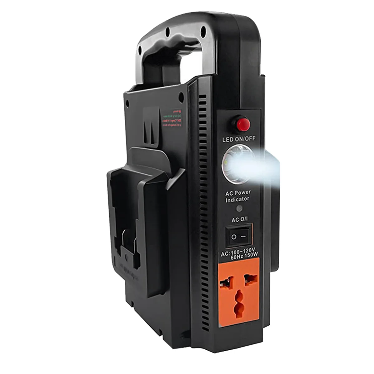 150W Portable Power Supply Inverter for 18V Lithium Battery, 2-Channel Power Generator USB US Plug