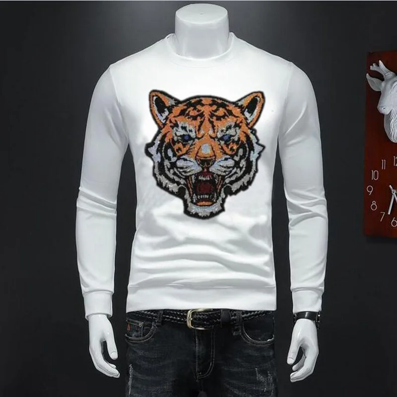 

Sweatshirt Hot Drill Men Hoodies Fashion O Neck Black Hoody For Man Top Sweatshirt Ganbu 007