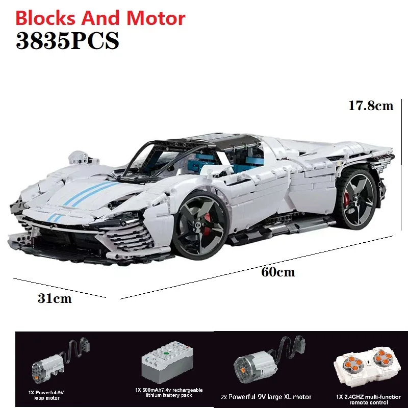 

Technical Devel Building Blocks MOC RC Supercar Sports Vehicle Model Kit Ornament Toy Adults Gift Sdesktop decoration