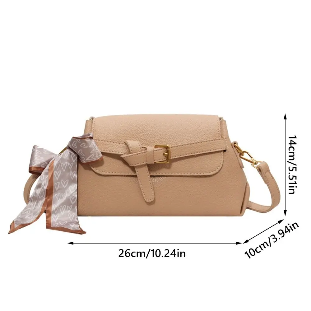 Tas Selempang Kulit PU Kasual Tas Tangan Pita Kecil Bahu Tunggal Tas Kurir Wanita Gaya Korea