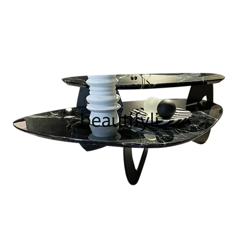 

A16 Italian large flower green luxury stone special-shaped coffee table light luxury modern simple style